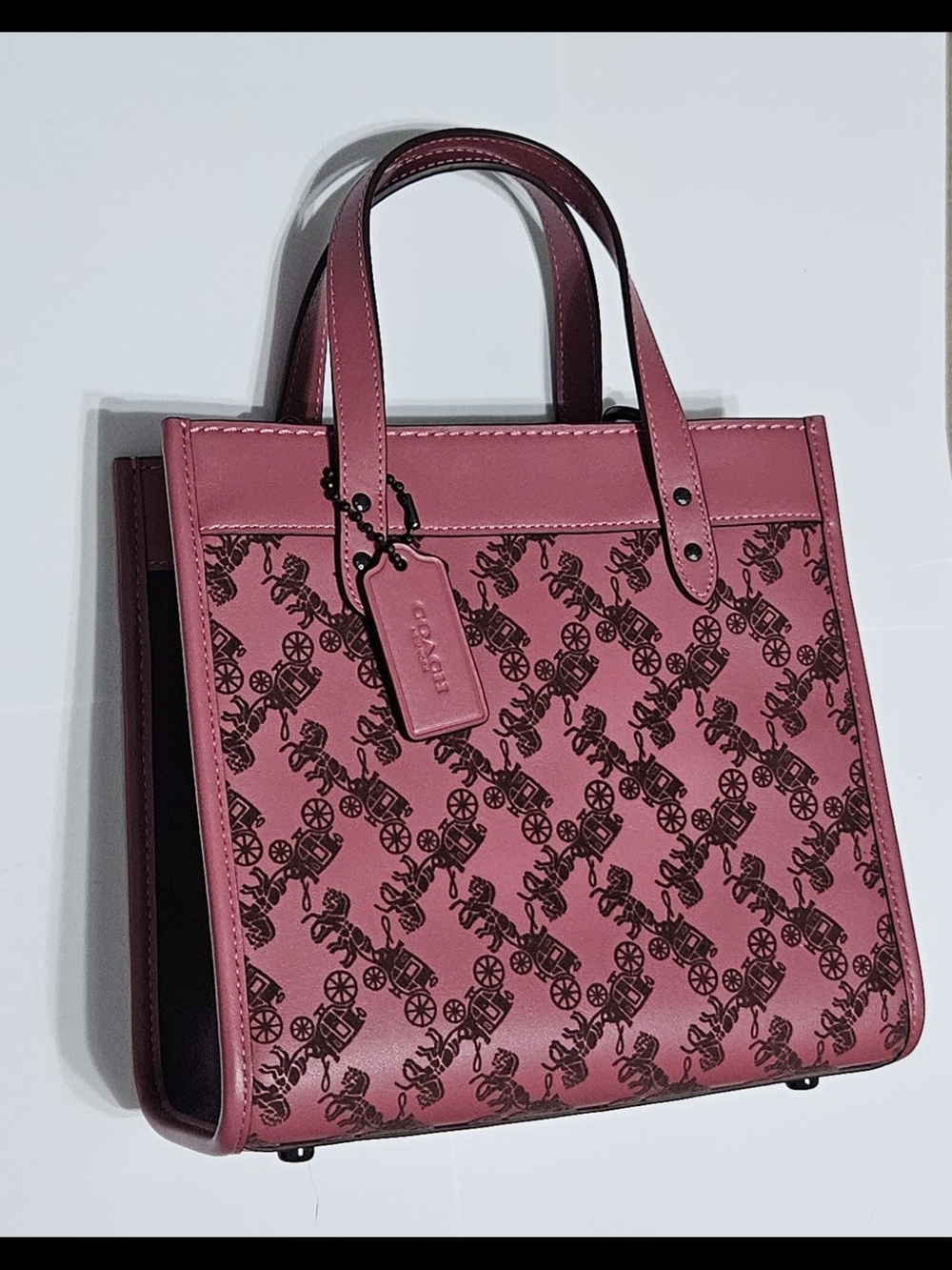 Coach Field Tote Bag 22 With Velvet Horse And Carriage in Rouge CD750 - Picture 16 of 16